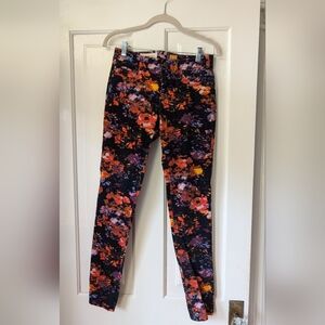 Pilcro Anthropologie Multicolor Floral Serif Corduroy Skinny Pants Size 27